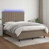 vidaXL Box spring postel s matrac&iacute; a LED taupe 140x200 cm textil