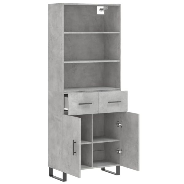 vidaXL Skř&iacute;ň highboard betonově &scaron;ed&aacute; 69,5x34x180 cm kompozitn&iacute; dřevo