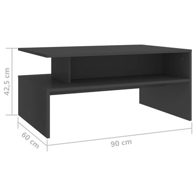 vidaXL Konferenční stolek šedý 90 x 60 x 42,5 cm dřevotříska