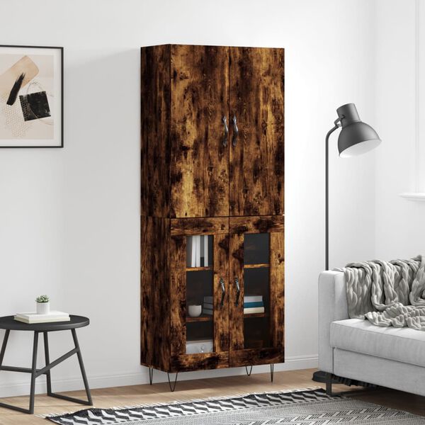 vidaXL Skř&iacute;ň highboard kouřov&yacute; dub 69,5 x 34 x 180 cm kompozitn&iacute; dřevo