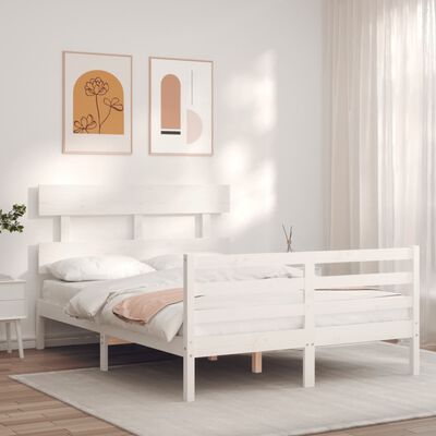vidaXL Rám postele s čelem bílý 140 x 200 cm masivní dřevo