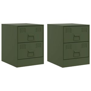 vidaXL Nočn&iacute; stolky 2 ks zelen&eacute; 34,5 x 39 x 44 cm ocel