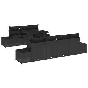 vidaXL Set pohovek 8 ks Čern&aacute; polyratan
