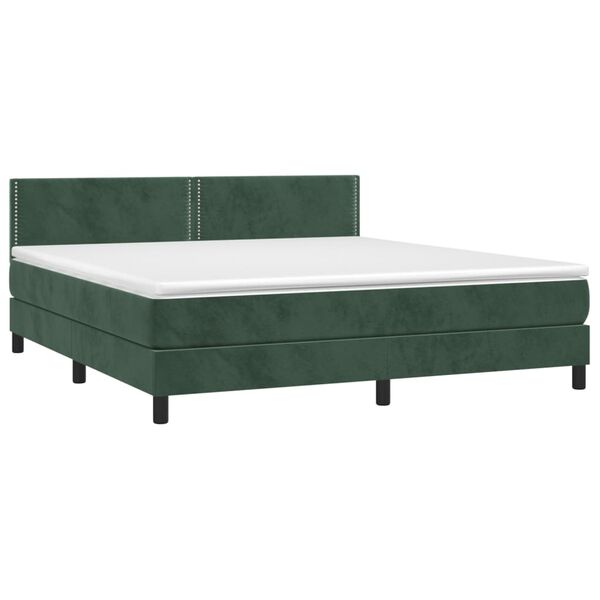 vidaXL Box spring postel s matrac&iacute; tmavě zelen&aacute; 180x200 cm samet