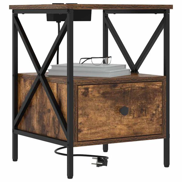 vidaXL Nočn&iacute; skř&iacute;ňka Kouřov&yacute; dub 41,5 x 40,5 x 55 cm kompozitn&iacute; dřevo