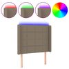 vidaXL Čelo postele s LED taupe 103 x 16 x 118/128 cm textil