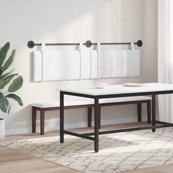 vidaXL Z&aacute;věsn&aacute; čeln&iacute; deska N&aacute;stěnn&yacute; B&iacute;l&yacute; 190 x 55 x 5 cm textil