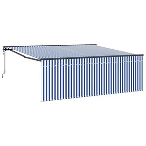 vidaXL Stahovac&iacute; mark&yacute;za Modr&aacute; a b&iacute;l&aacute; 400 &times; 300 cm Polyester a hlin&iacute;k