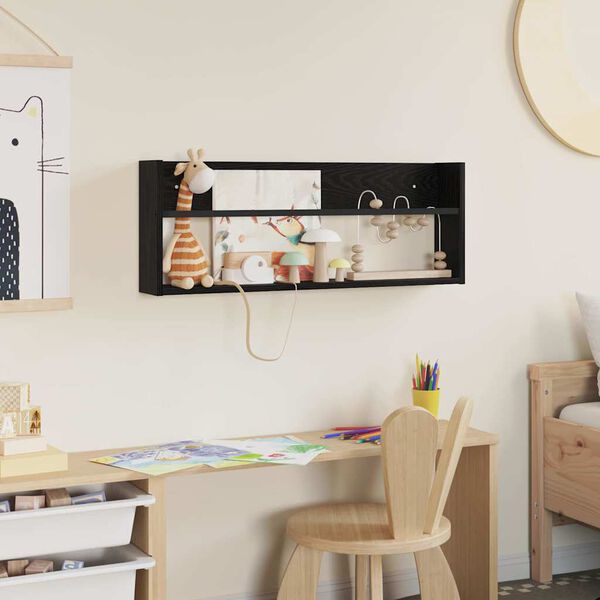 vidaXL Reg&aacute;l na časopisy Čern&yacute; dub 80 x 12 x 30 cm kompozitn&iacute; dřevo