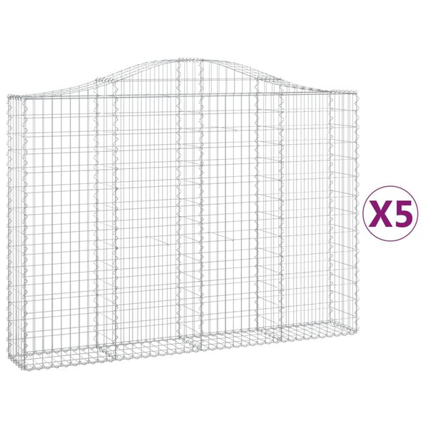 vidaXL Klenut&eacute; gabionov&eacute; ko&scaron;e 5 ks 200x30x140/160cm pozinkovan&eacute; železo