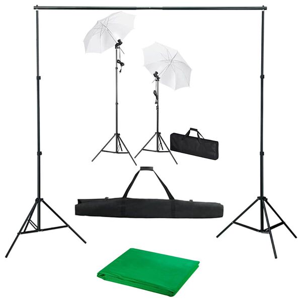 vidaXL Foto studio set s fotopozadím, osvětlením a deštníky