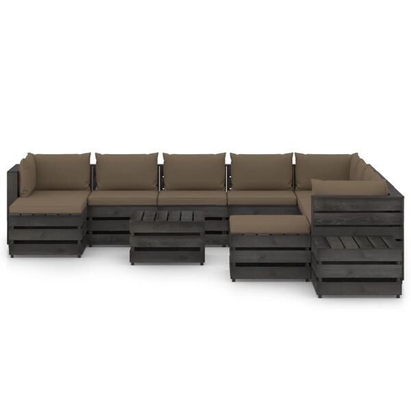 vidaXL 12d&iacute;ln&aacute; zahradn&iacute; souprava s podu&scaron;kami &scaron;edě impregnovan&eacute; dřevo