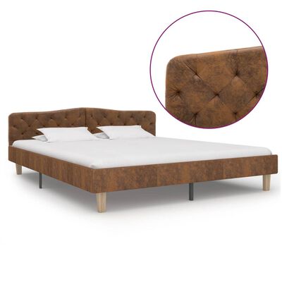vidaXL Rám postele hnědý umělá broušená kůže 180 x 200 cm