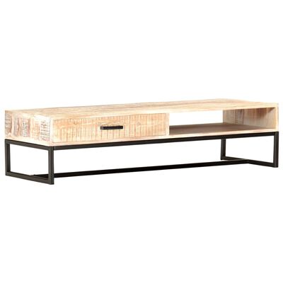 vidaXL Konferenční stolek bílý 117 x 50 x 30 cm masivní akáciové dřevo