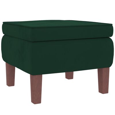 vidaXL Houpací křeslo s dřevěnými nohami a stolička tmavě zelené samet