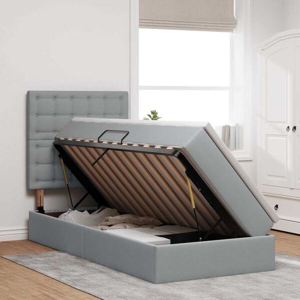 vidaXL Postel s &uacute;ložn&yacute;m prostorem a matrac&iacute; Světle &scaron;ed&aacute; 100 x 200 cm