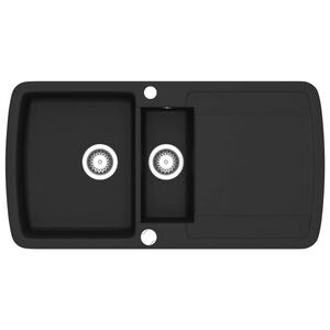 vidaXL Kuchyňský dřez dvojitý žulový černý