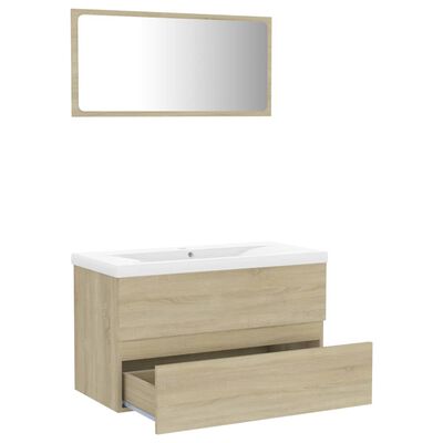 vidaXL Set koupelnového nábytku dub sonoma dřevotříska