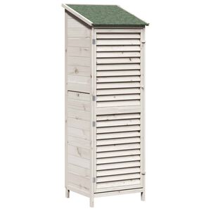 vidaXL Zahradn&iacute; shed B&iacute;l&aacute; 59 x 56 x 176 cm Masivn&iacute; jedlov&eacute; dřevo