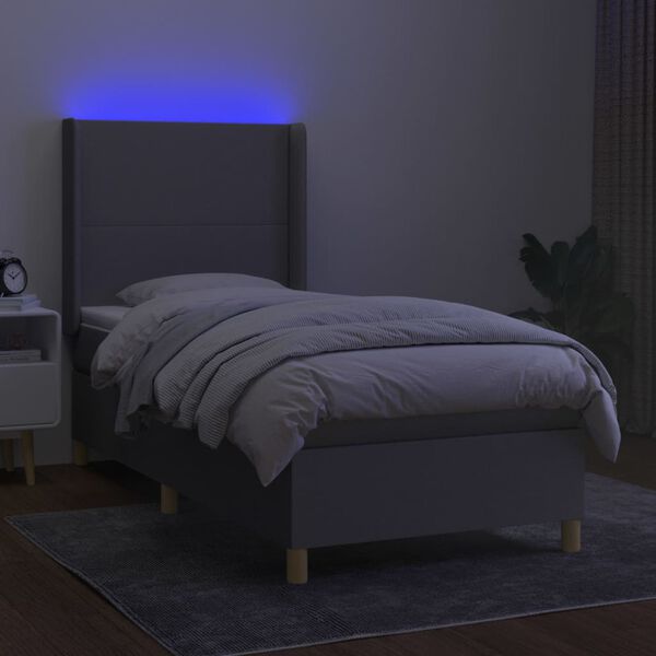 vidaXL Box spring postel s matrac&iacute; a LED světle &scaron;ed&aacute; 80x200 cm textil