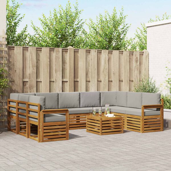 vidaXL Sedac&iacute; soupravy s pol&scaron;t&aacute;řem 10 pcs Př&iacute;rodn&iacute; a světle &scaron;ed&aacute;