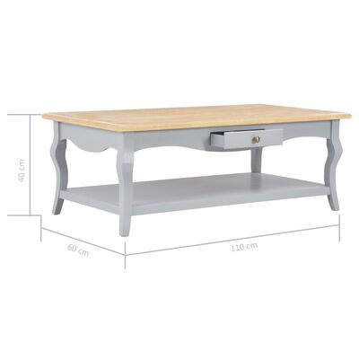 280012 vidaXL Coffee Table Grey 110x60x40 cm MDF