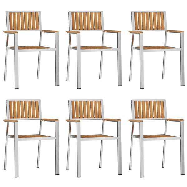 vidaXL Zahradn&iacute; křeslo 6 pcs Hněd&aacute; Pevn&eacute; teakov&eacute; dřevo
