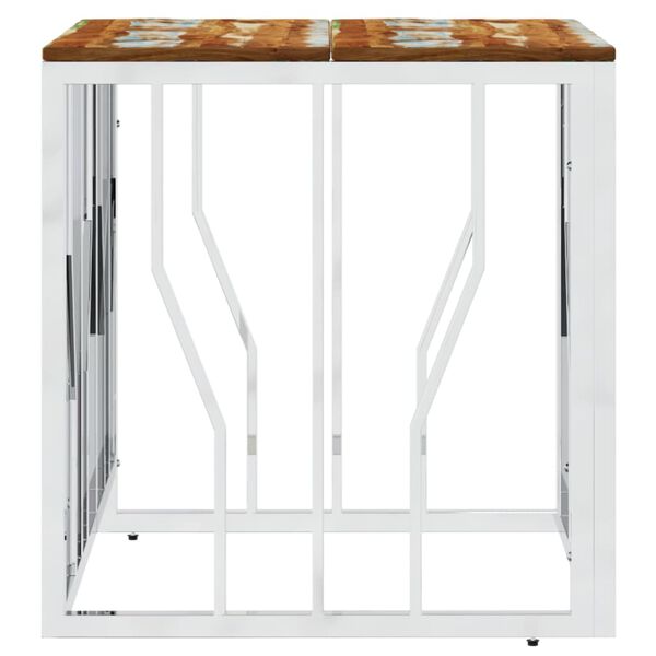 vidaXL Konferenčn&iacute; stolek stř&iacute;brn&yacute; nerezov&aacute; ocel a recyklovan&eacute; dřevo