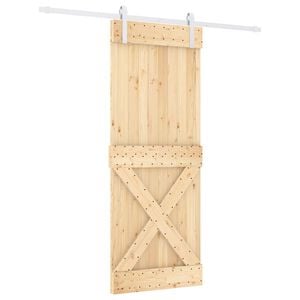 vidaXL Posuvn&eacute; dveře Př&iacute;rodn&iacute; a b&iacute;l&aacute; 80 x 210 cm Masivn&iacute; borov&eacute; dřevo