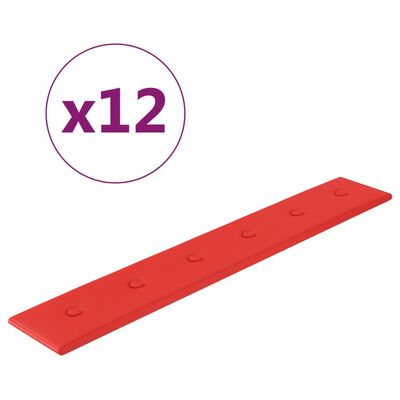 vidaXL Nástěnné panely 12 ks červené 90 x 15 cm umělá kůže 1,62 m²