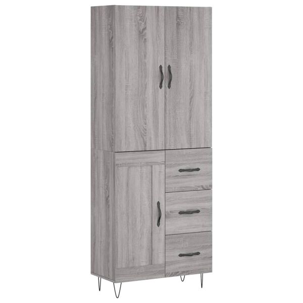 vidaXL Skř&iacute;ň highboard &scaron;ed&aacute; sonoma 69,5 x 34 x 180 cm kompozitn&iacute; dřevo