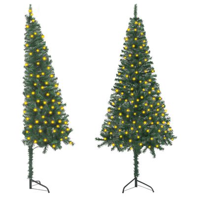 vidaXL Rohový umělý vánoční stromek s LED osvětlením zelený 180 cm PVC
