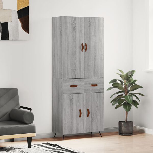 vidaXL Skř&iacute;ň highboard &scaron;ed&aacute; sonoma 69,5 x 34 x 180 cm kompozitn&iacute; dřevo