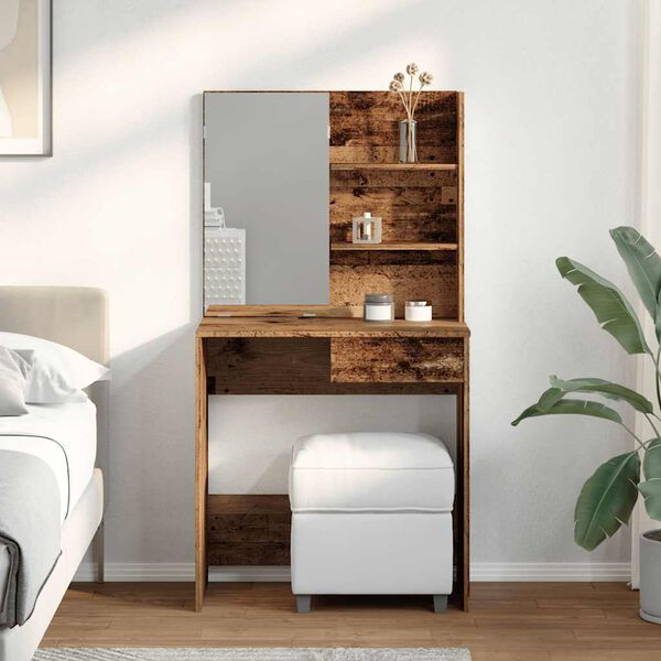 vidaXL Toaletn&iacute; stolek se zrcadlem star&eacute;ho dřeva 74,5 x 40 x 141 cm