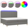 vidaXL Box spring postel s matrac&iacute; a LED tmavě &scaron;ed&aacute; 200x200 cm textil