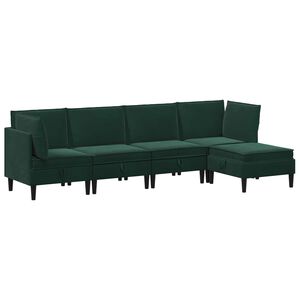 vidaXL Sada n&aacute;bytku do ob&yacute;vac&iacute;ho pokoje 5 pcs Tmavě zelen&aacute; Samet
