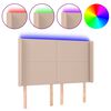 vidaXL Čelo postele s LED cappuccino 147 x 16 x 118/128 cm uměl&aacute; kůže
