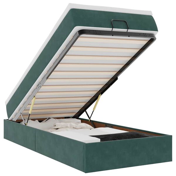 vidaXL Osmansk&yacute; r&aacute;m postele s matrac&iacute; tmavě zelen&eacute; 100x200cm samet