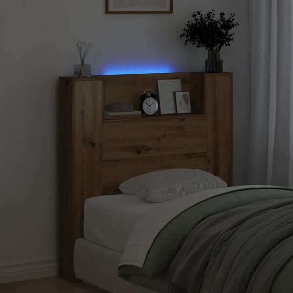 vidaXL Čelo postele s polic&iacute; s čelo Artisanov&yacute; dub 100 x 15 x 103,5 cm