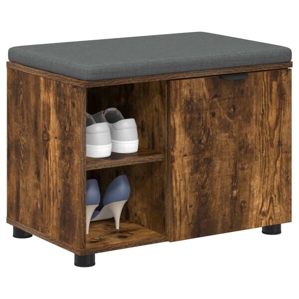 vidaXL Chodbičkov&aacute; lavice s pol&scaron;t&aacute;řem Uzen&yacute; Dub 60 x 38 x 46 cm