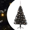 vidaXL Uměl&yacute; osvětlen&yacute; v&aacute;nočn&iacute; stromeček Čern&aacute; 150 cm PVC