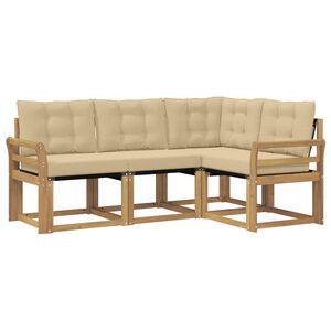 vidaXL Venkovn&iacute; pohovkov&aacute; souprava s pol&scaron;t&aacute;řem 4 pcs B&iacute;l&aacute; a b&eacute;žov&aacute;