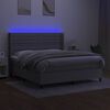 vidaXL Box spring postel s matrac&iacute; a LED světle &scaron;ed&aacute; 180x200 cm textil