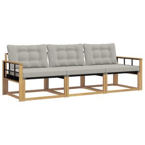 vidaXL Venkovn&iacute; pohovkov&aacute; souprava 3 pcs B&iacute;l&aacute; a světl&aacute; &scaron;ed&aacute;