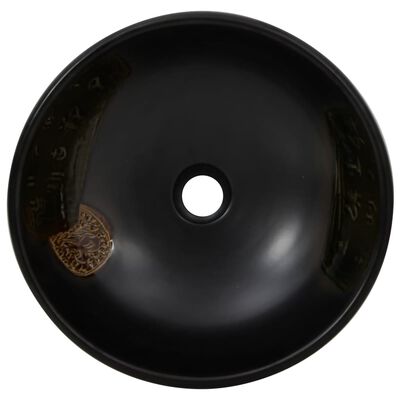 vidaXL Umyvadlo na desku černé kulaté Φ 41 x 14 cm keramika