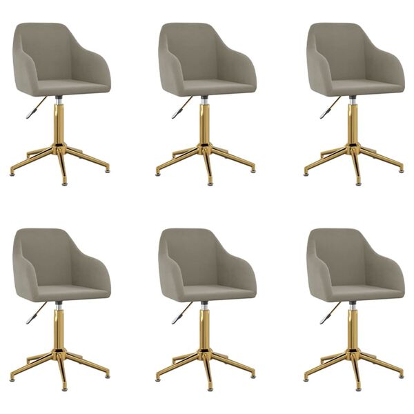 vidaXL Otočn&eacute; j&iacute;deln&iacute; židle 6 ks světle &scaron;ed&eacute; samet