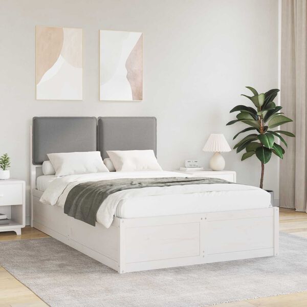 vidaXL R&aacute;m postele s čalouněn&yacute;m čelem s čelo Světle &scaron;ed&aacute; 120 x 200 cm