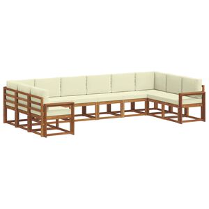 vidaXL Venkovn&iacute; pohovkov&aacute; souprava 10 pcs Přirozen&aacute; a Kr&eacute;mov&aacute;