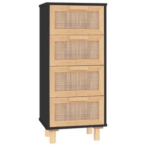 vidaXL Př&iacute;born&iacute;k čern&yacute; 40x30x90 cm masivn&iacute; borovice a př&iacute;rodn&iacute; ratan