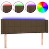vidaXL Čelo postele s LED tmavě hněd&eacute; 147 x 16 x 78/88 cm textil